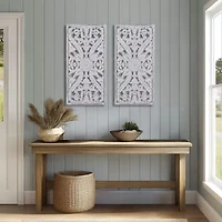 Madison Park Botanical Distressed Carved Wood 2-pc. Wall Art Set