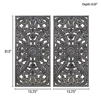 Madison Park Botanical Distressed Carved Wood 2-pc. Wall Art Set