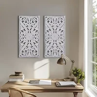 Madison Park Botanical Distressed Carved Wood 2-pc. Wall Art Set