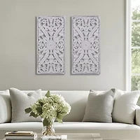 Madison Park Botanical Distressed Carved Wood 2-pc. Wall Art Set