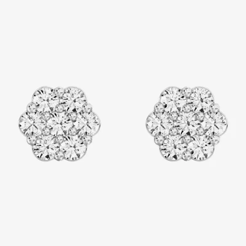 Diamond Blossom (G / Si1-Si2) 1 CT. T.W. Lab Grown White Diamond Sterling Silver 8.8mm Stud Earrings