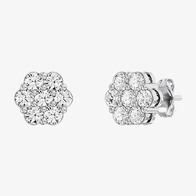 Diamond Blossom (G / Si1-Si2) 1 CT. T.W. Lab Grown White Diamond Sterling Silver 8.8mm Stud Earrings