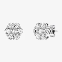 Diamond Blossom (G / Si1-Si2) 1 CT. T.W. Lab Grown White Diamond Sterling Silver 8.8mm Stud Earrings