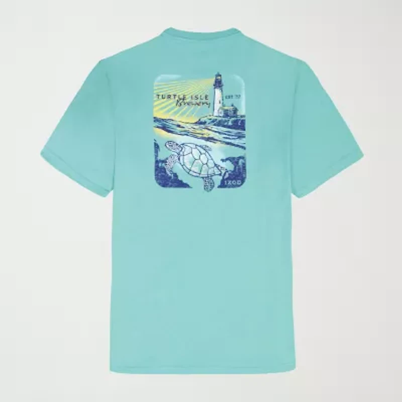 IZOD Saltwater Soft Wash Mens Crew Neck Short Sleeve Classic Fit Graphic T-Shirt