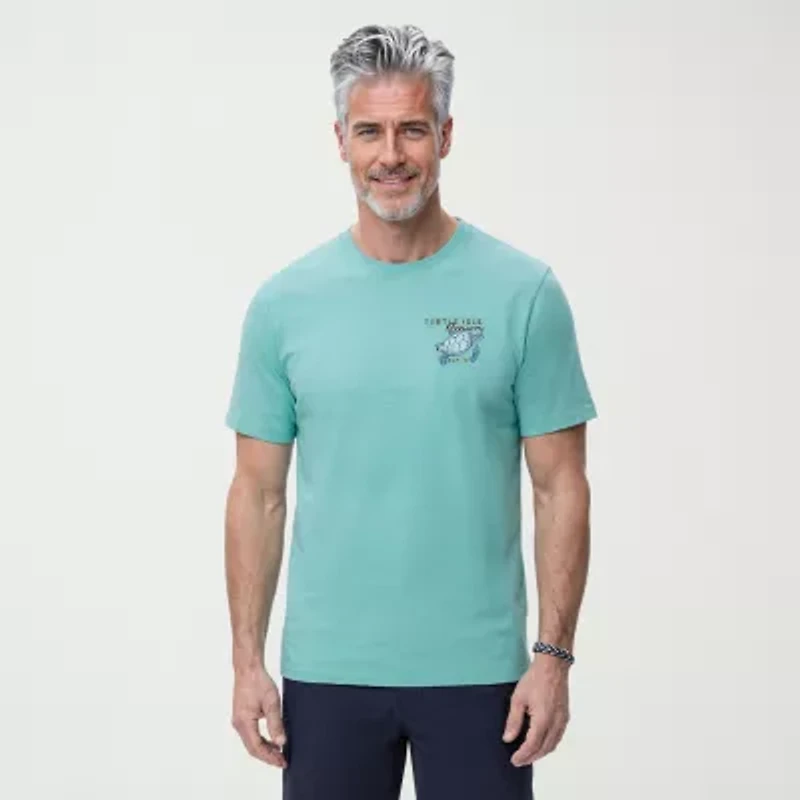 IZOD Saltwater Soft Wash Mens Crew Neck Short Sleeve Classic Fit Graphic T-Shirt