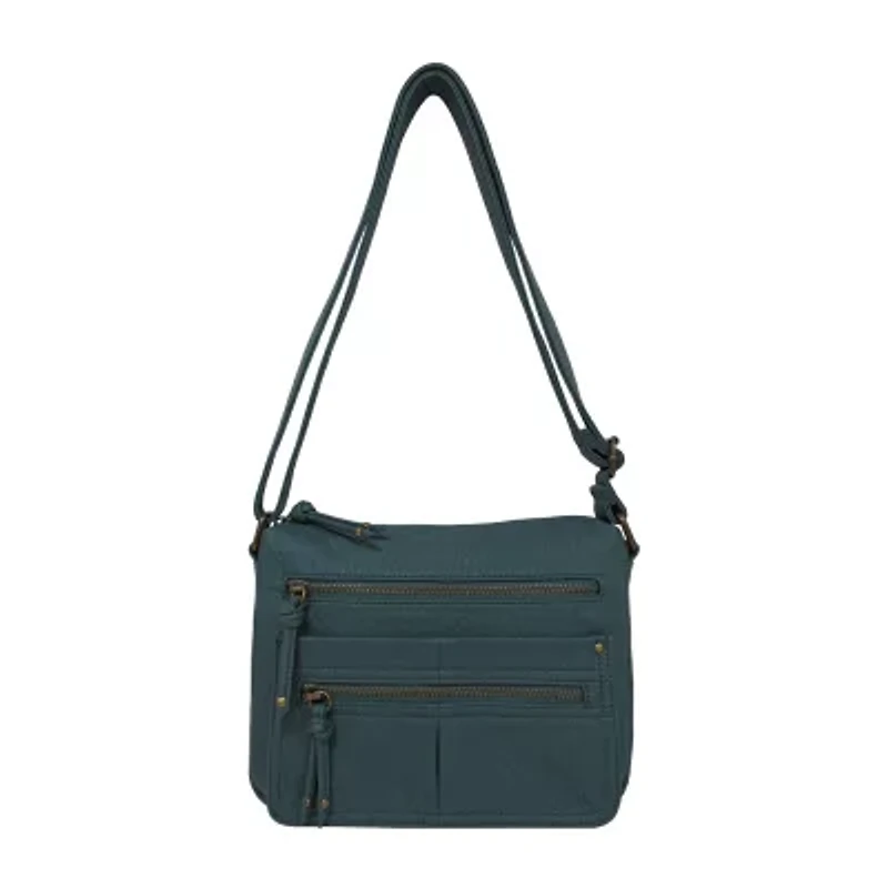 Bueno of California Elephant Washed Double Zip Crossbody Bag