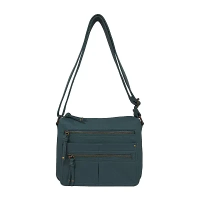 Bueno of California Elephant Washed Double Zip Crossbody Bag