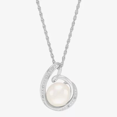 Womens White Cultured Freshwater Pearl Sterling Silver 18 Inch Pendant Necklace