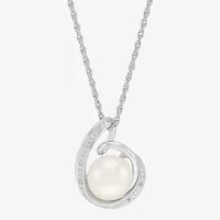 Womens White Cultured Freshwater Pearl Sterling Silver 18 Inch Pendant Necklace