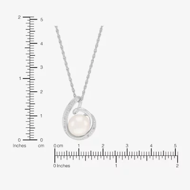 Womens White Cultured Freshwater Pearl Sterling Silver 18 Inch Pendant Necklace