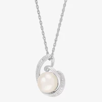 Womens White Cultured Freshwater Pearl Sterling Silver 18 Inch Pendant Necklace