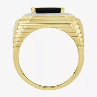 (Black / I3) Mens 1/2 CT. T.W. Natural Black Onyx 10K Gold Cocktail Ring