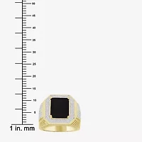 (Black / I3) Mens 1/2 CT. T.W. Natural Black Onyx 10K Gold Cocktail Ring