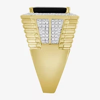 (Black / I3) Mens 1/2 CT. T.W. Natural Black Onyx 10K Gold Cocktail Ring