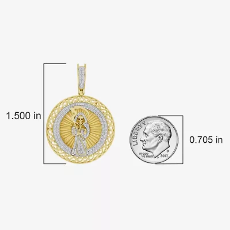 J / I3) Mens / CT. T.W. Natural White Diamond 10K Gold Pendant