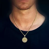 J / I3) Mens / CT. T.W. Natural White Diamond 10K Gold Pendant