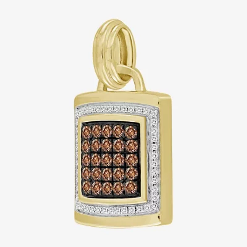 Brown / I3) Mens 1/ CT. T.W. Natural Champagne Diamond 10K Gold Pendant