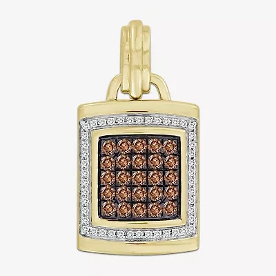 Brown / I3) Mens 1/ CT. T.W. Natural Champagne Diamond 10K Gold Pendant