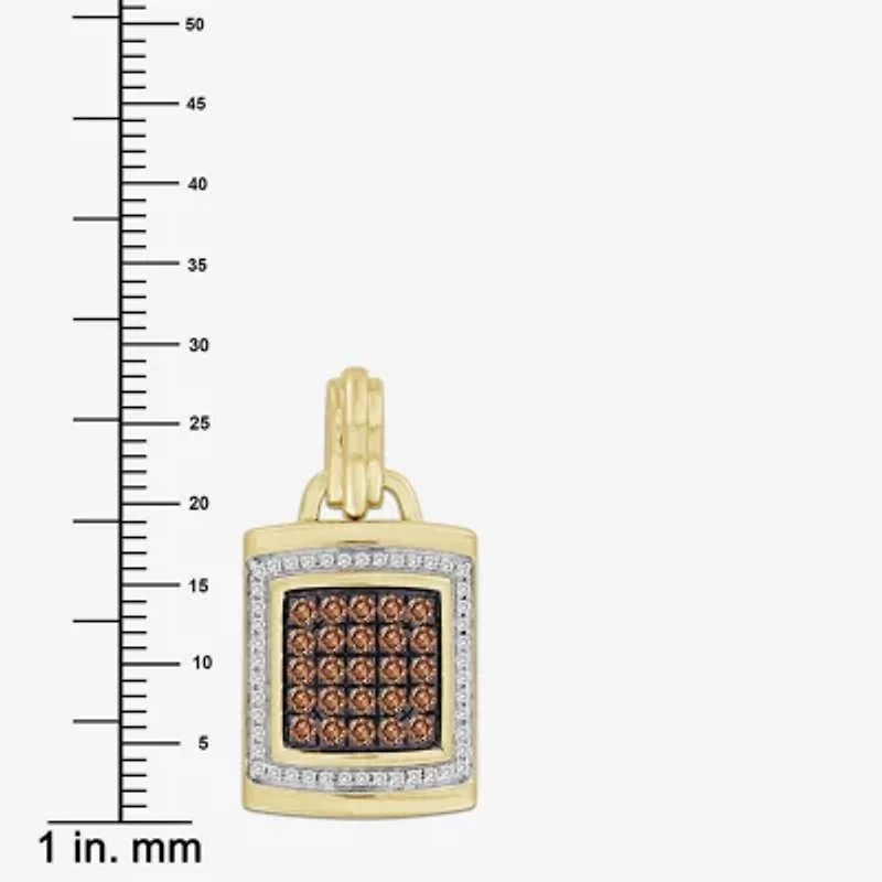 Brown / I3) Mens 1/ CT. T.W. Natural Champagne Diamond 10K Gold Pendant