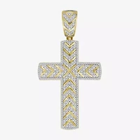 Cross (J / I3) Mens 1 1/2 CT. T.W. Natural White Diamond 10K Gold Cross Pendant