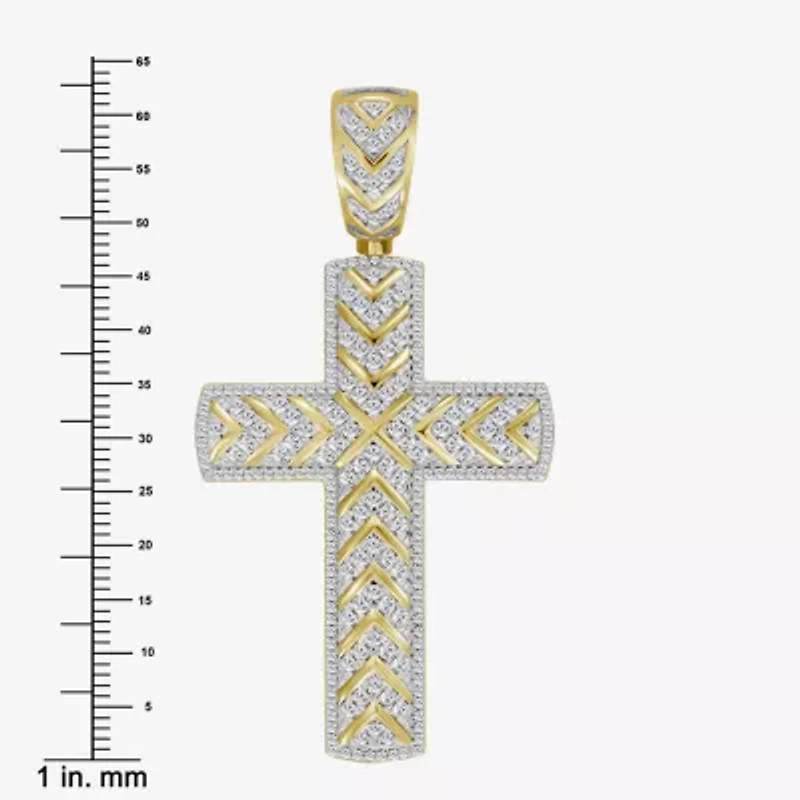 Cross (J / I3) Mens 1 1/2 CT. T.W. Natural White Diamond 10K Gold Cross Pendant
