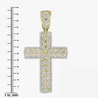 Cross (J / I3) Mens 1 1/2 CT. T.W. Natural White Diamond 10K Gold Cross Pendant