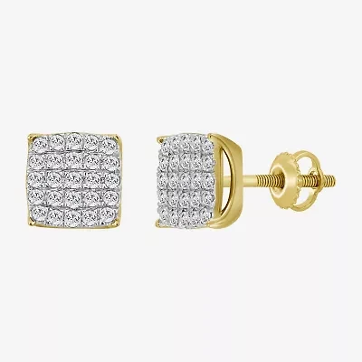 (J / I3) 1 CT. T.W. Natural White Diamond 10K Gold 10mm Stud Earrings