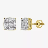 (J / I3) 1 CT. T.W. Natural White Diamond 10K Gold 10mm Stud Earrings
