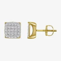 (J / I3) 1 CT. T.W. Natural White Diamond 10K Gold 10mm Stud Earrings