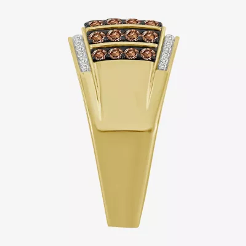 (Brown / I3) Mens 1 CT. T.W. Natural Champagne Diamond 10K Gold Cocktail Ring