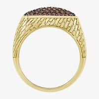 (Brown / I3) Mens 1 CT. T.W. Natural Champagne Diamond 10K Gold Cushion Cocktail Ring