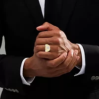 J / I3) Mens 1/ CT. T.W. Natural White Diamond 10K Gold Cushion Cocktail Ring