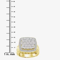 (J / I3) Mens 1 CT. T.W. Natural White Diamond 10K Gold Cushion Cocktail Ring