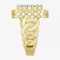 (J / I3) Mens 1 CT. T.W. Natural White Diamond 10K Gold Cushion Cocktail Ring