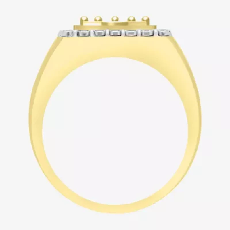 J / I3) Mens 1/ CT. T.W. Natural White Diamond 10K Gold Cocktail Ring