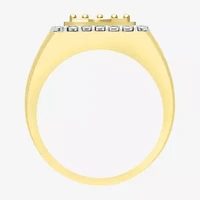J / I3) Mens 1/ CT. T.W. Natural White Diamond 10K Gold Cocktail Ring