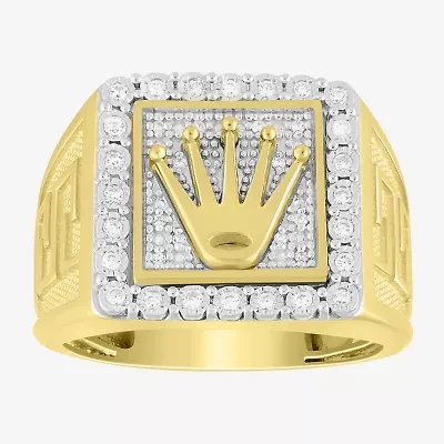 J / I3) Mens 1/ CT. T.W. Natural White Diamond 10K Gold Cocktail Ring