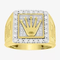 J / I3) Mens 1/ CT. T.W. Natural White Diamond 10K Gold Cocktail Ring