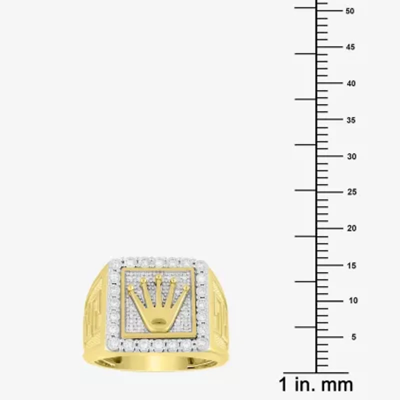 J / I3) Mens 1/ CT. T.W. Natural White Diamond 10K Gold Cocktail Ring