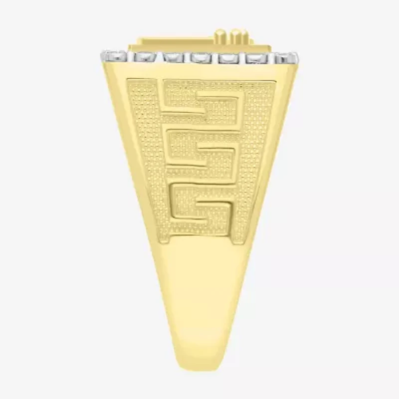 J / I3) Mens 1/ CT. T.W. Natural White Diamond 10K Gold Cocktail Ring