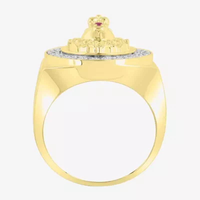 (J / I3) Mens 1/4 CT. T.W. Natural White Diamond 10K Gold Cocktail Ring