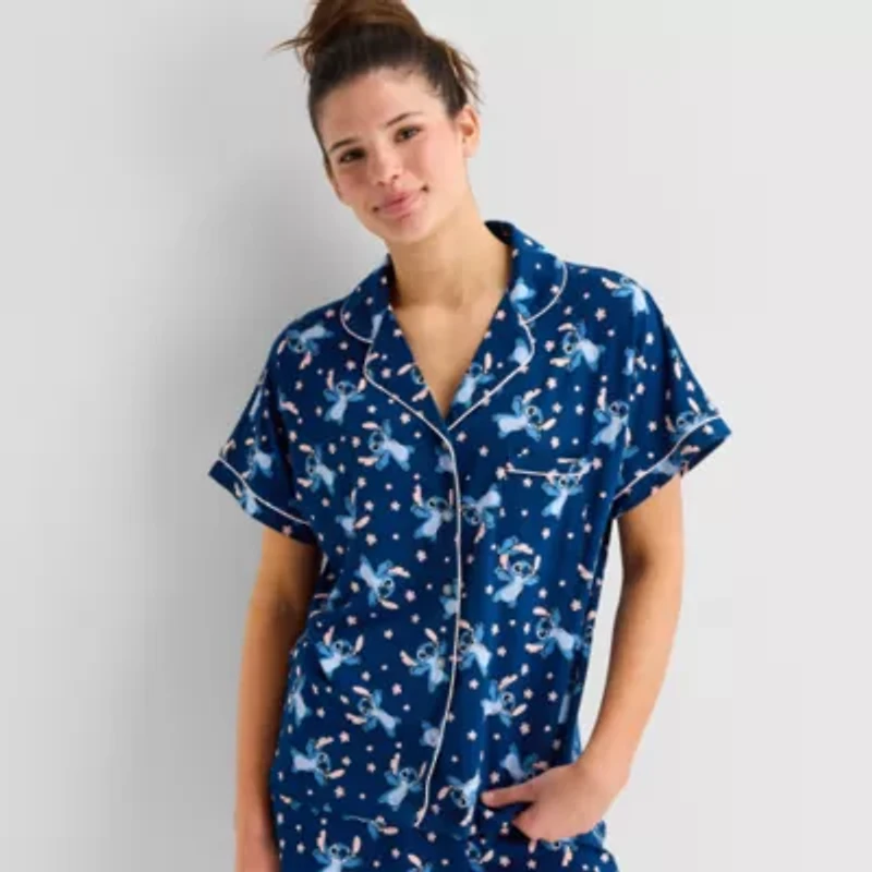 Disney Mjc Womens Lilo & Stitch Short Sleeve 2-pc. Pajama Sets