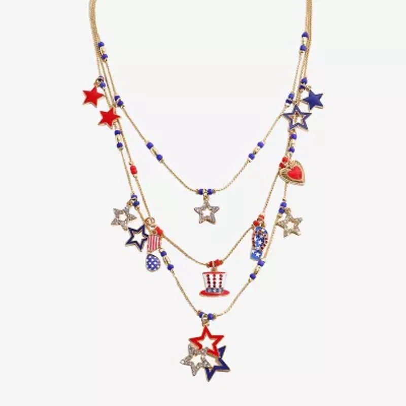 Mixit 4th Of July Layered Womens 18 Inch Strand Necklace