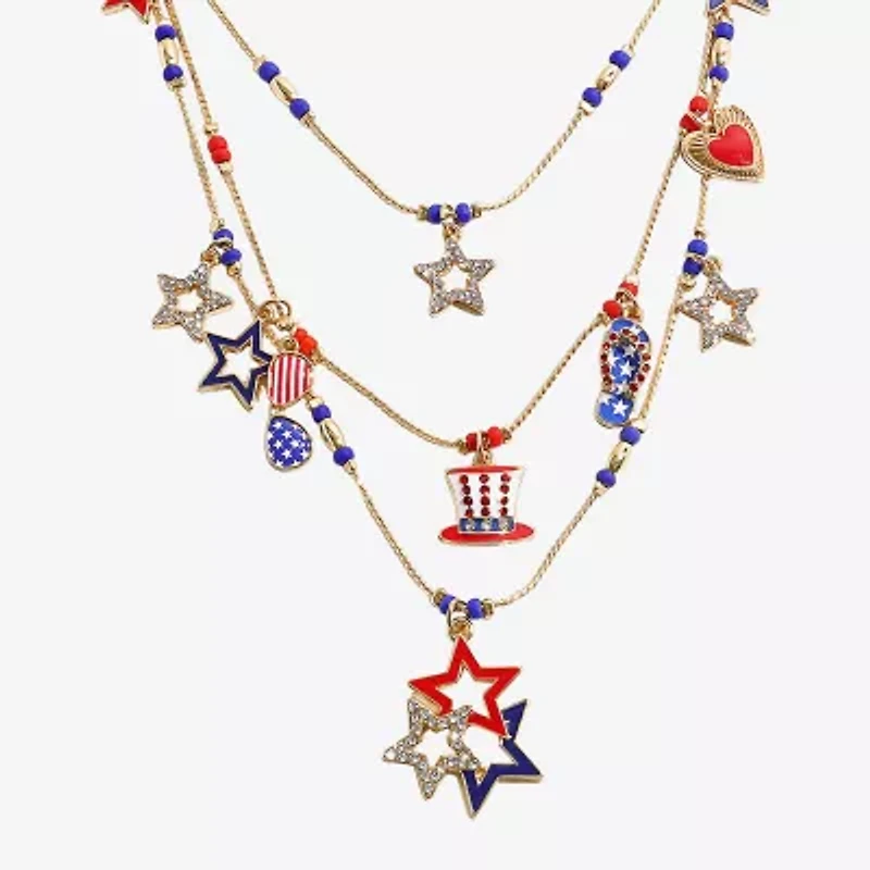 Mixit 4th Of July Layered Womens 18 Inch Strand Necklace