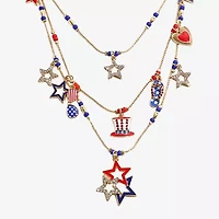 Mixit 4th Of July Layered Womens 18 Inch Strand Necklace
