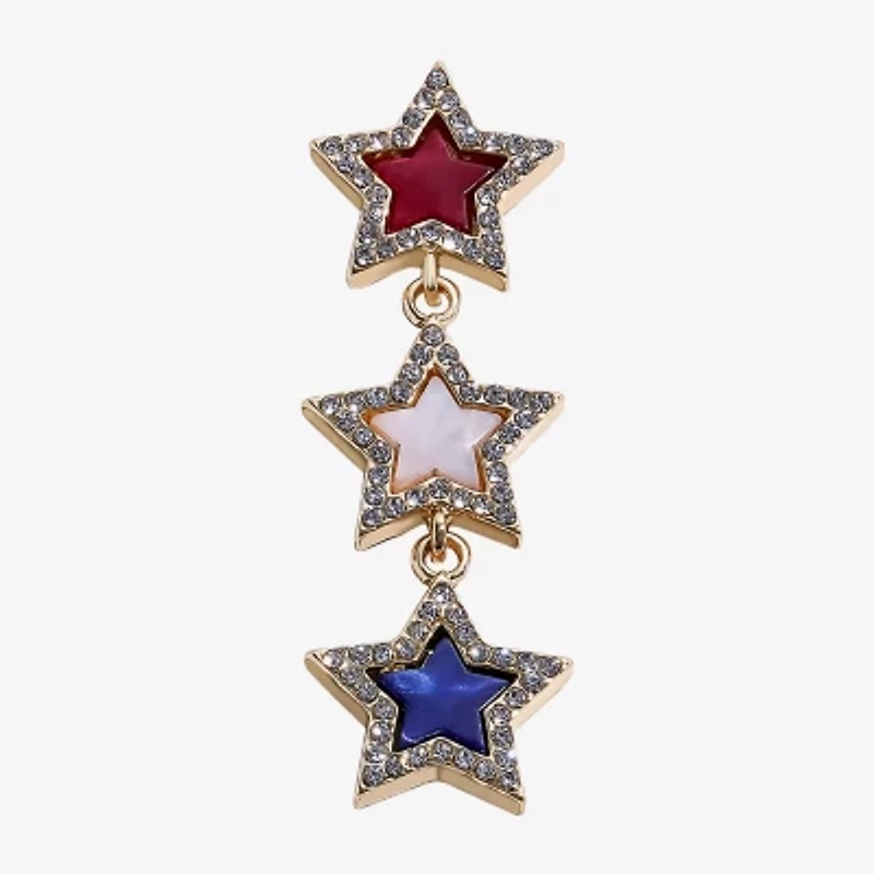 Mixit Red, White & Blue Womens Star Drop Earrings