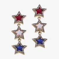 Mixit Red, White & Blue Womens Star Drop Earrings