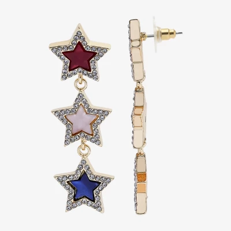 Mixit Red, White & Blue Womens Star Drop Earrings
