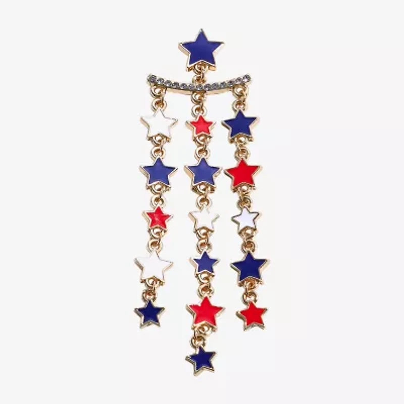 Mixit 4th Of July Fringe Womens Star Chandelier Earrings