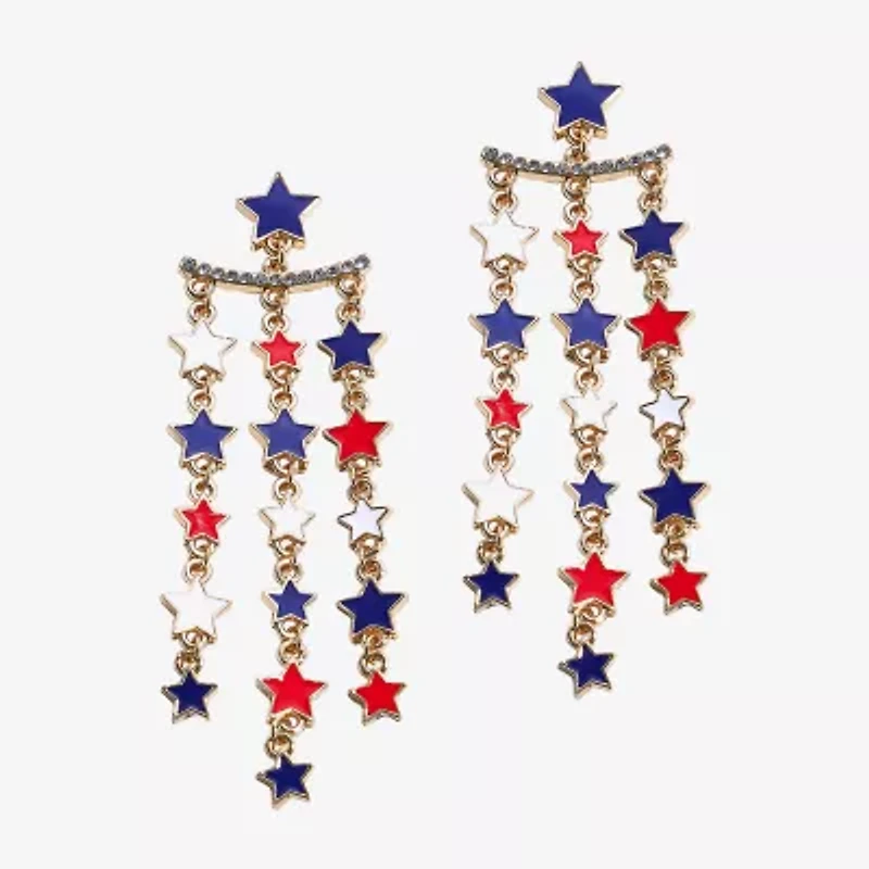 Mixit 4th Of July Fringe Womens Star Chandelier Earrings